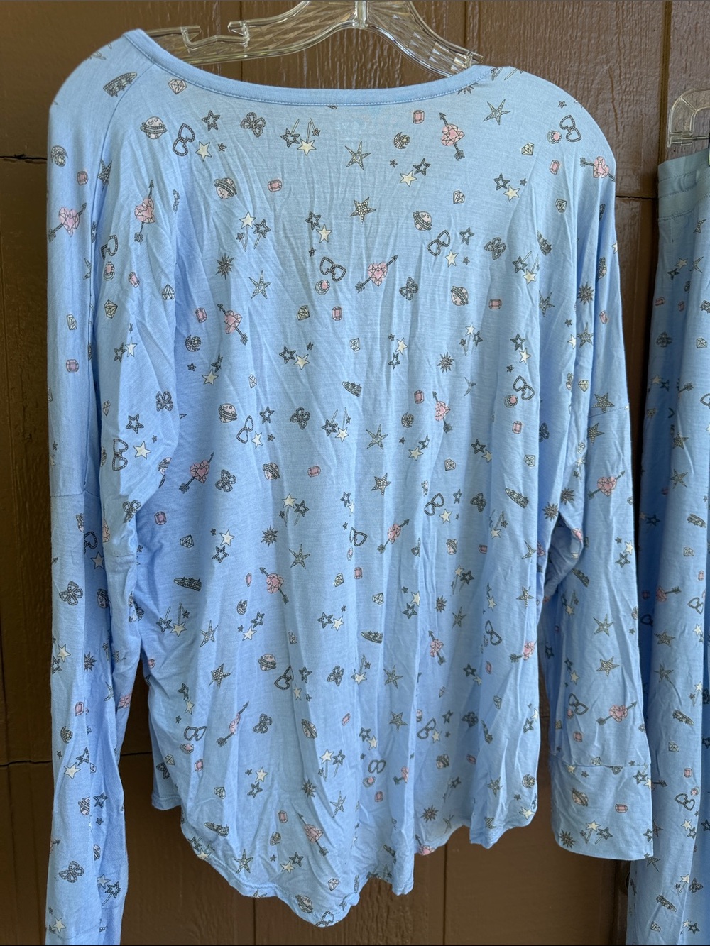Women's Light Blue Star & Butterfly Pajama Set - Picture 4 of 8
